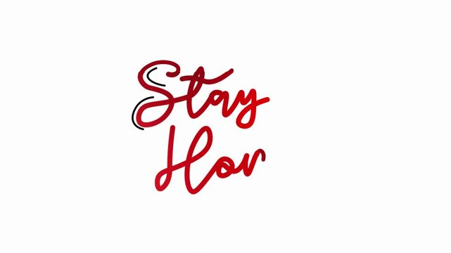 Hand drawn calligraphy monoline vintage text stay home on background. Calligraphy lettering animation for Day, video Full HD, stay home One line continuous animated typography free day 
