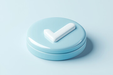 3D Render of a Blue Button with a White Check Mark on Top