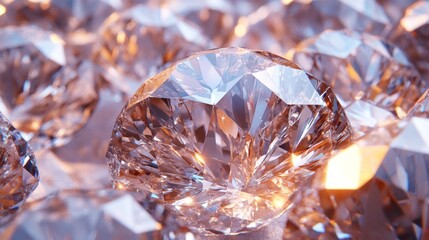 Brilliant diamonds with clear facets on a dark background. Used in jewelry catalogs and advertising.