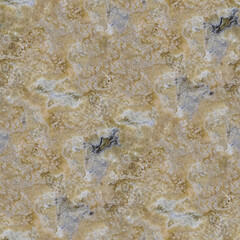 A marble-like stone surface with layered beige, gray, and bluish veining, crystalline texture and depth.