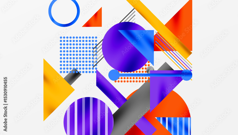 Leinwandbilder abstract geometric composition. shapes overlap, creating dynamic visual experience. bright colors do