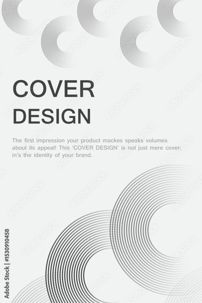 Aufkleber minimal abstract cover design with gray circular lines – modern vector background template.