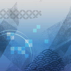 和風の高級感ある曲線を使った美しい背景素材【青系】