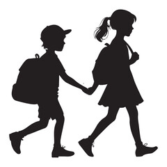 A playful kids icon going too school vactor illustration in white backraund