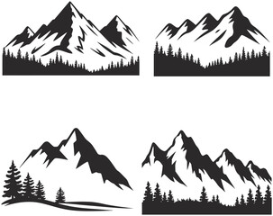 Mountain silhouette vector set

