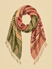 Stylish patterned scarf with fringe detail
