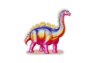 Vibrant Color Illustration of a Stegosaurus Dinosaur with Transparent Background