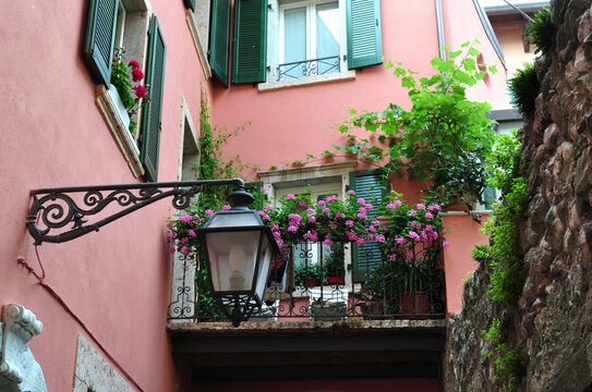 Old Cast Iron Traditional Lantern on Bracket ib Secluded Italian Courtyard