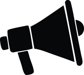 Black and white silhouette of a megaphone for announcement or public address