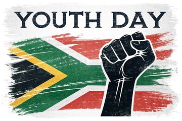 South africa youth day raised fist grunge flag