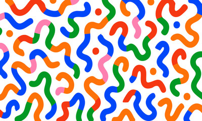 Playful Abstract Squiggles and Dots Pattern