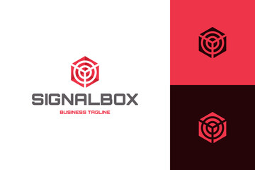 signal box hexagon logo vector