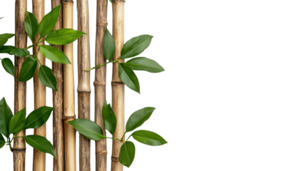 A serene minimalist background featuring lush bamboo stems and verdant leaves creating a calming and earthy natural composition with ample copy space