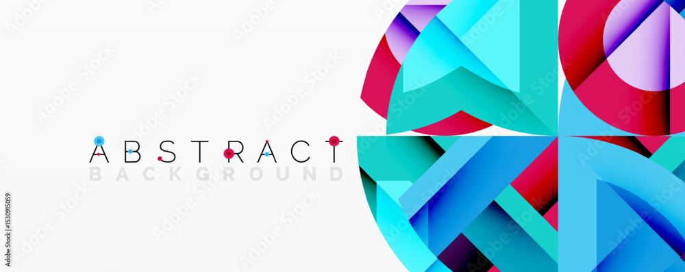 Aufkleber bright geometric shapes overlap, creating vibrant abstract background. colors include blue, red, mag