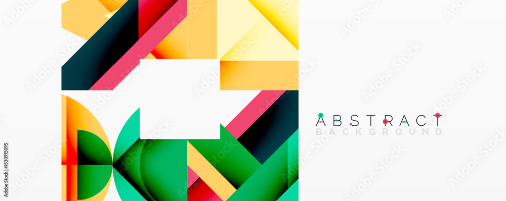Poster geometric shapes overlap, creating vibrant colorful design. modern aesthetic with layered elements, 