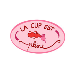 stickers lettrage à la main la cup est pleine rose