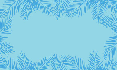 Obraz premium Vector blue background with tropical leaves