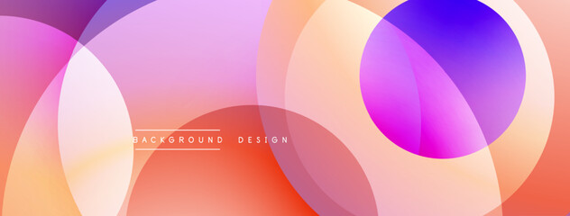 Abstract colorful background. Overlapping circles create vibrant gradients, blending pinks, oranges, purples. Modern design element.
