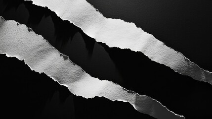 Minimalist abstract composition of torn white paper with high contrast shadows and textures
