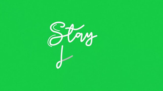 Hand drawn calligraphy monoline vintage text stay home on background. Calligraphy lettering animation for Day, video Full HD, stay home One line continuous animated typography free day 

