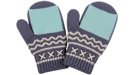 Isolated Knitted Winter Mittens