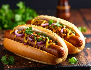 Wege hot dog z kiełbaską z soczewicy, musztardą Dijon i czerwoną cebulą
