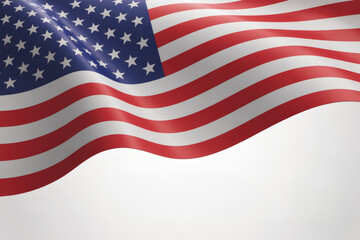 Fototapeta premium The American flag gracefully flowing in a studio setting, its vibrant red, white, and blue colors creating a powerful and patriotic display with ample copy space below.