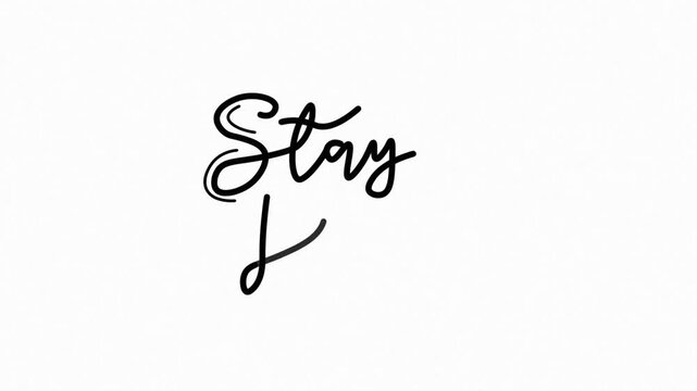 Hand drawn calligraphy monoline vintage text stay home on background. Calligraphy lettering animation for Day, video Full HD, stay home One line continuous animated typography free day 
