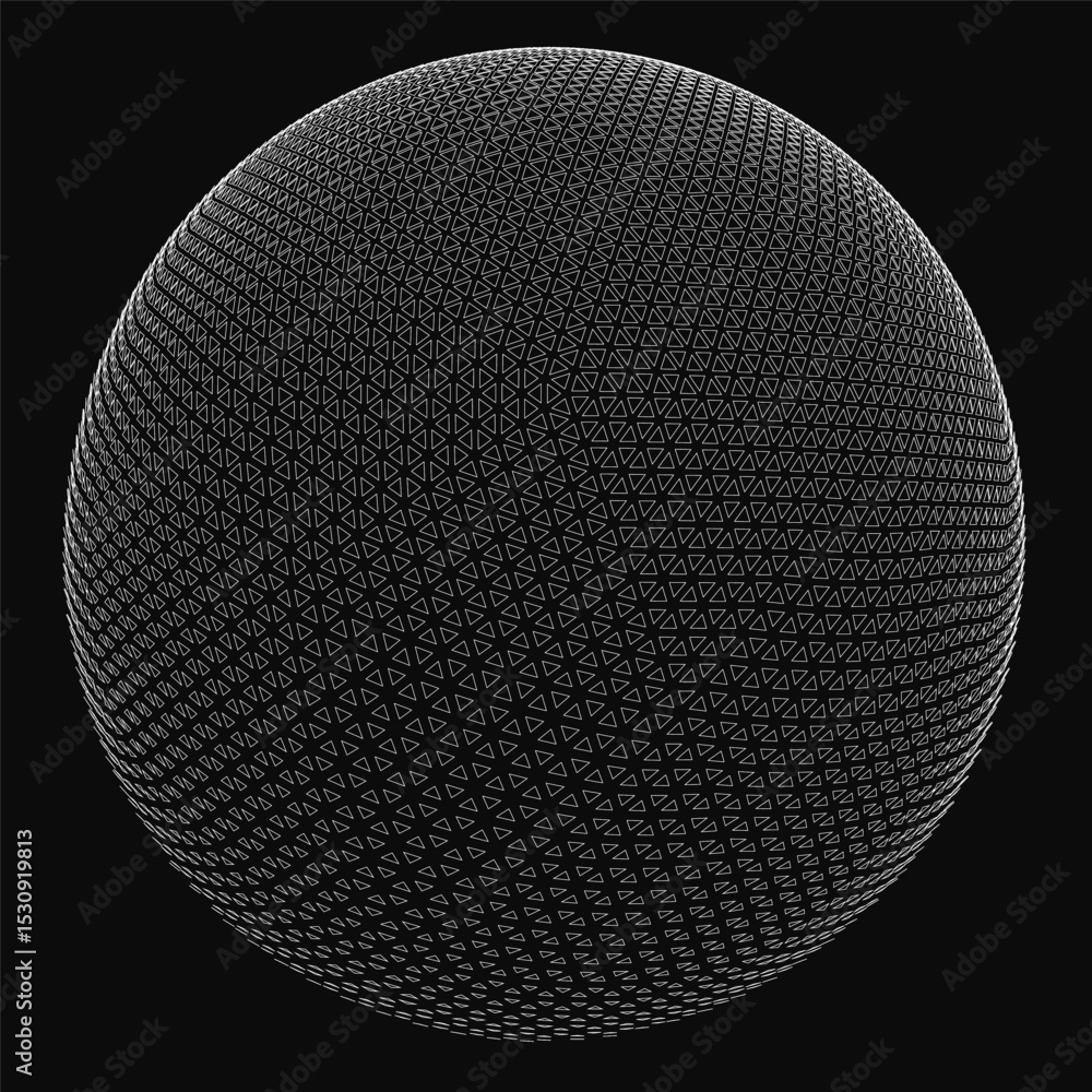 Aufkleber a black and white image of a sphere with a lot of dots on it. the image has a very abstract and surr