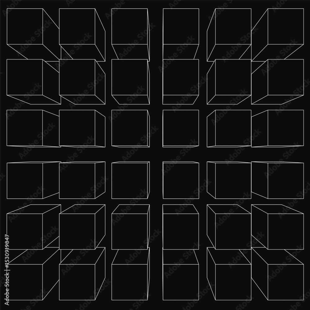 Poster a black and white image of a grid of squares. the squares are all the same size and are all white. t