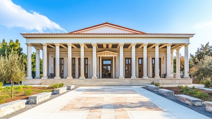 Obraz premium The Majestic New Acropolis Museum in Athens, Greece: A Stunning Example of Neoclassical Architecture