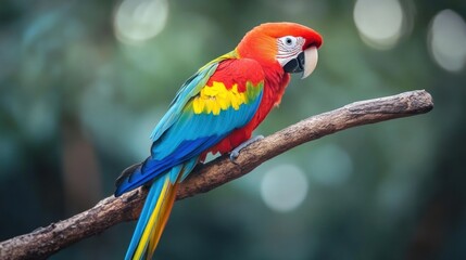 Colorful parrot perched on a branch