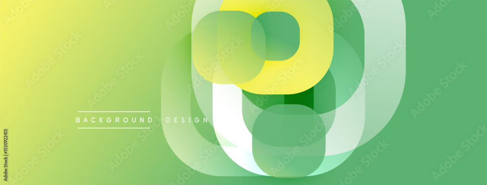 Leinwandbilder Abstract green gradient background. Overlapping rounded squares create dynamic visual effect. Modern design element for digital projects.