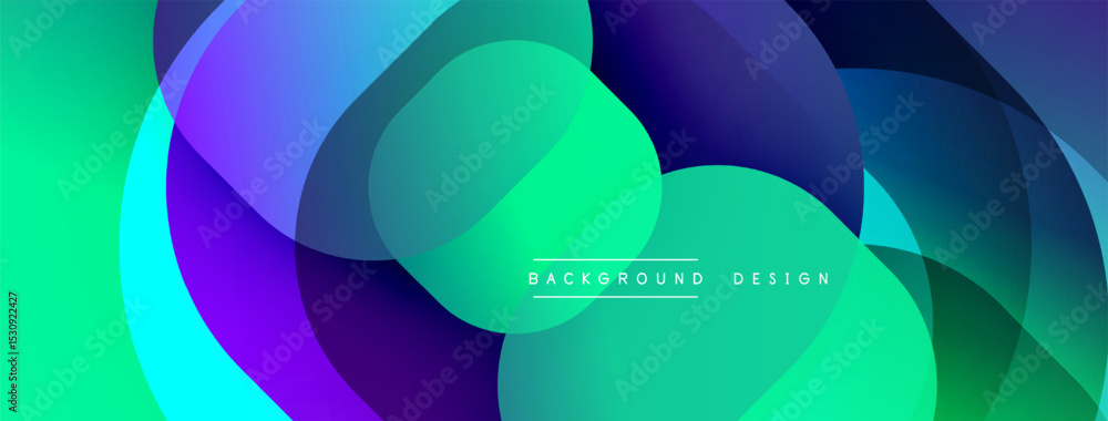 Aufkleber Abstract vibrant layers overlap creating dynamic colorful visual. Gradient hues blend, forming modern design element.