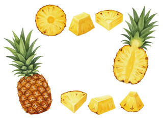 Vector watercolor pineapple / 水彩テイストのパイナップルイラスト