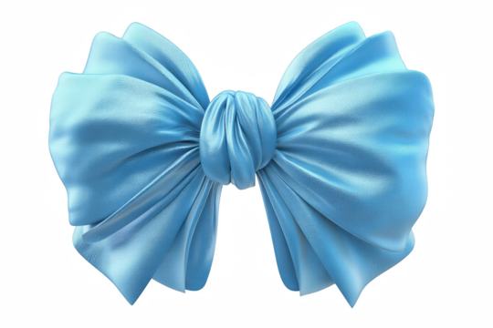 Soft Baby Blue Satin Bow with Puffy Texture for Decorative Use