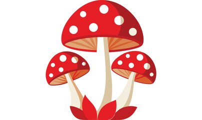 Three red toadstools with white spots illustration
