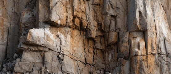 Layered rocky cliff with visible cracks