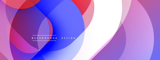 Obraz premium Abstract colorful circles overlap creating vibrant modern background. Gradient hues blend smoothly, offering dynamic visual effect.