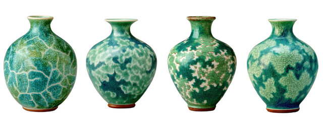 Beautiful Ceramic Vases in Vibrant Green and Blue Patterns