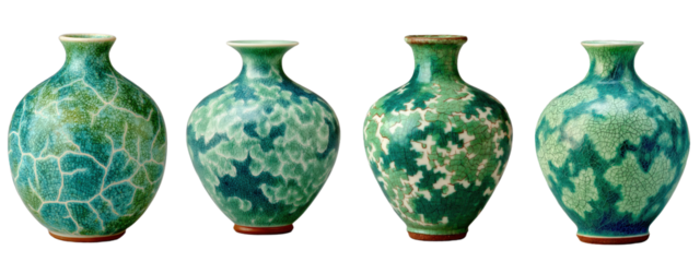 Beautiful Ceramic Vases in Vibrant Green and Blue Patterns