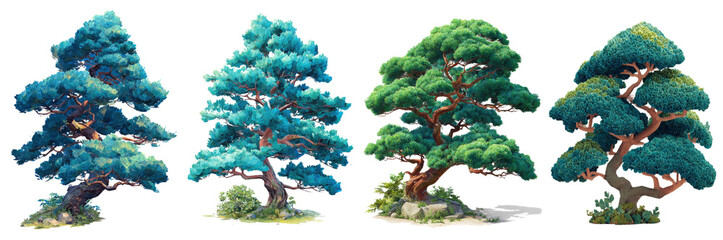 Colorful Trees in Different Styles for Creative Projects and Designs