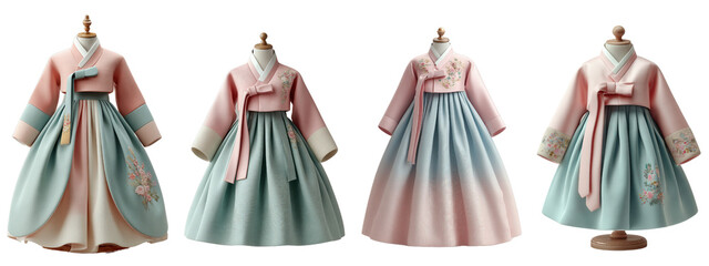 Elegant Traditional Hanbok Dresses in Soft Pastel Colors