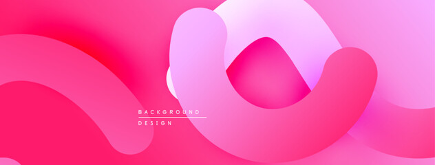 Abstract pink background. Fluid shapes overlap creating dynamic visual effect. Modern design suitable for digital projects.