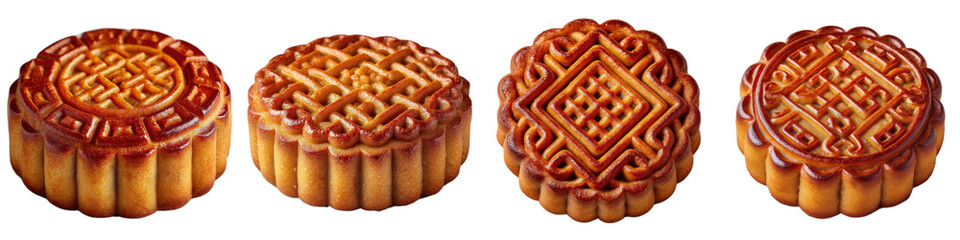 Traditional Mooncake Varieties with Intricate Designs and Patterns