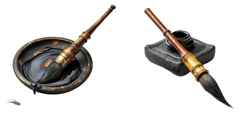Traditional Brush and Ink Stone for Calligraphy Art Creation