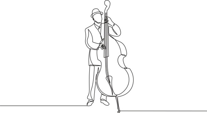 line art musician playing double bass clip art preview