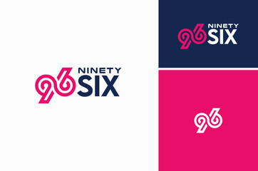Connected Lines Number 9 Nine and 6 or 96 Ninety Six Symmetrical logo design