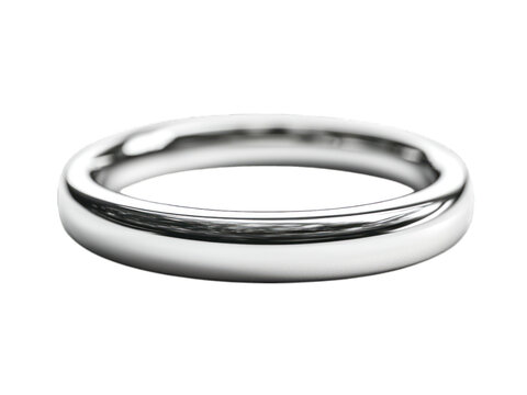 Shiny, plain silver ring on a dark, smooth background
