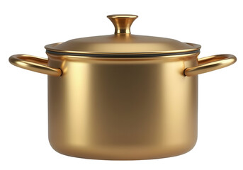 Shiny golden pot symbolizes value, luxury and elegant kitchen cookware
